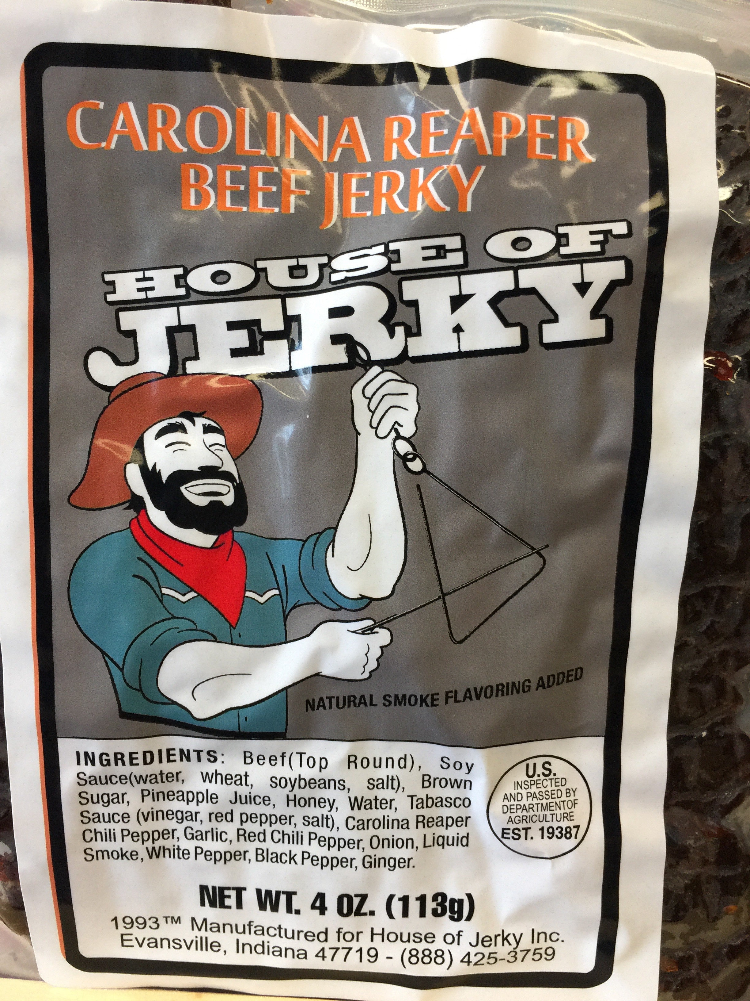 all natural beef jerky make with the hottest Pepper Carolina Reaper pepper